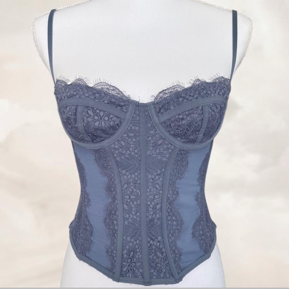 Urban Outfitters Slate Blue Lace Corset
